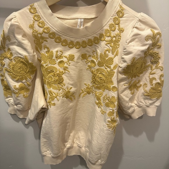 Anthropologie Embroidered Puff Sleeve Sweater XS - Picture 5 of 8